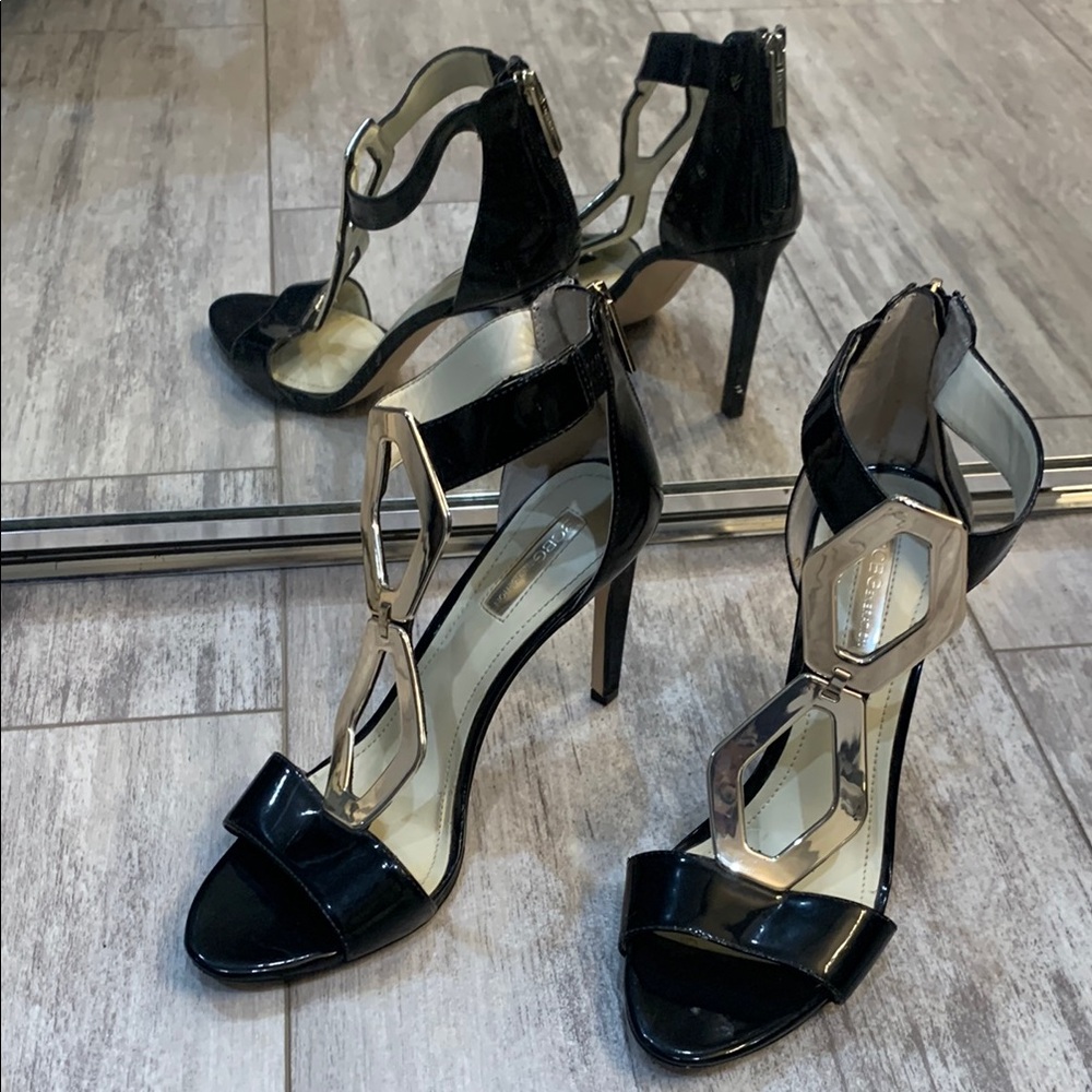 BCBGeneration Black Heels with Gold Accents